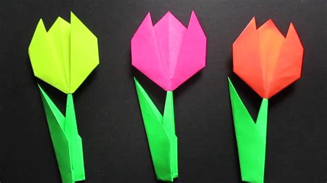 Tulip Flower Easy Origami Tulip Flower Instructions Youtube