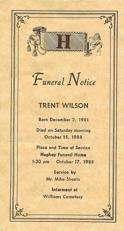 Teresas Tangled Roots Funeral Card Friday Trent Howard Wilson
