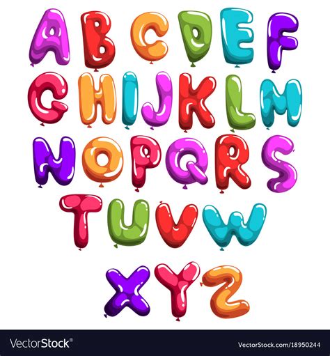 Set Of Colorful Font In Form Balloons Children S Vector Image
