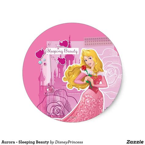 Aurora Sleeping Beauty Classic Round Sticker Zazzle Aurora Sleeping Beauty Disney Sticker