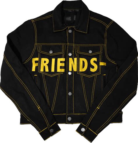 Vlone Black And Yellow Friends Denim Jacket Inc Style