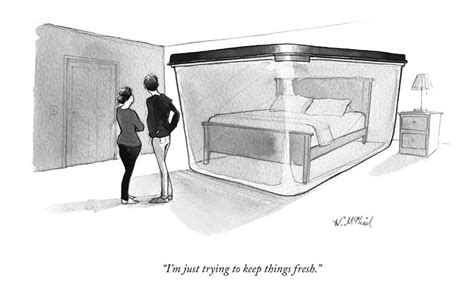 A Couple Looks At A Bed Encased In A Giant Drawing By Will Mcphail Pixels