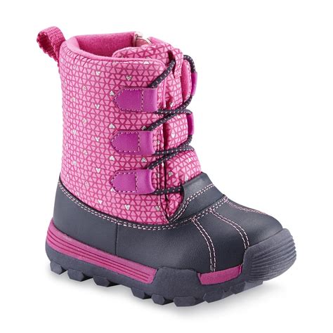 Oshkosh Toddler Girls Polar Pinkgray Water Resistant Winter Snow Boot