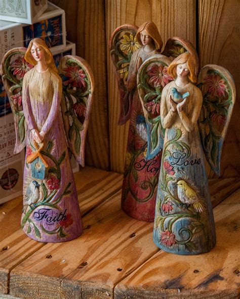 Hand Painted Resin Carved Look Inspirational Flower Angels 3 Assorted
