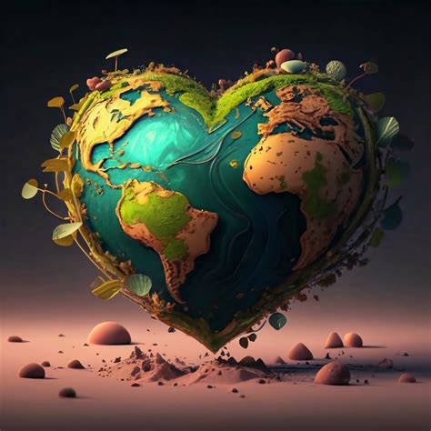 Planet In The Shape Of Green Heart Free Stock Photo - Public Domain