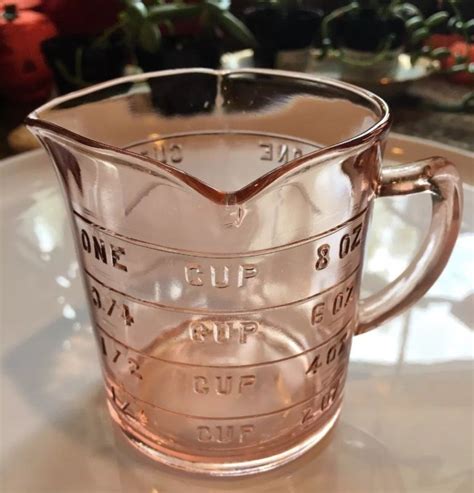 Vintage Kellogg S Pink Depression Glass Measure Cup Spout One Cup