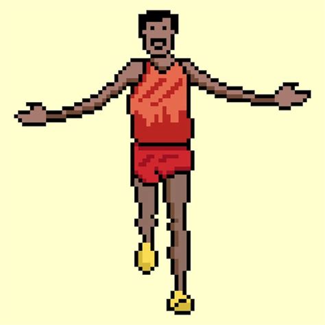 Premium Vector A Man Running In A Marathon With Pixel Art