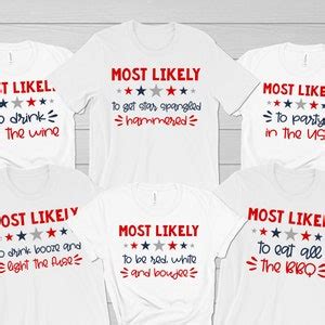 Matching Family Th Of July Shirts Most Likely To Superlative Funny Tshirts Patriotic Outfit Mom