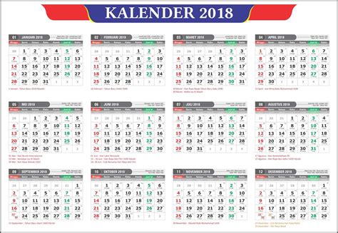 Download File Coreldraw Kalender 2018 Masehi 1439 Hijriyah Lengkap
