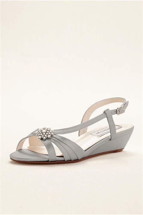 Cassie Dyeable Low Wedge Sandal Davids Bridal Embellished Wedge