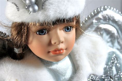 Dan Dee Porcelain Doll Collectors Choice Angel Christmas Doll Holiday Doll Blue And White