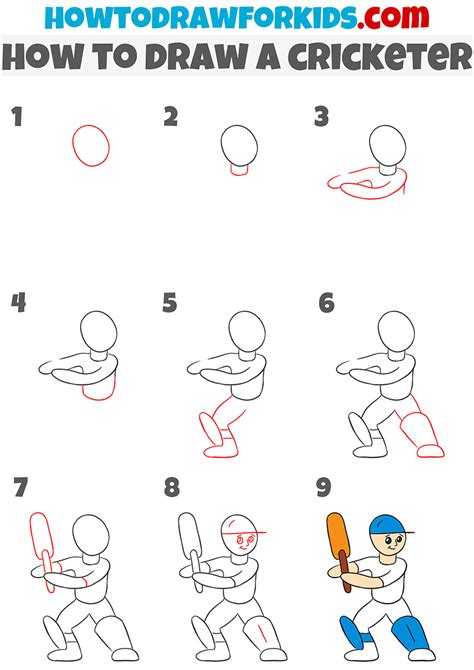 How To Draw A Cricketer Easy Drawing Tutorial For Kids Images And