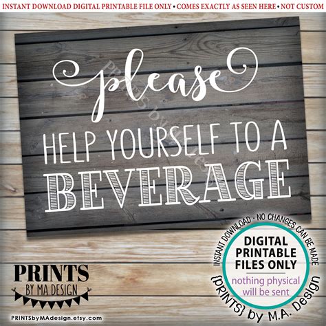 Beverage Station Sign Please Help Yourself To A Beverage Etsy Drink