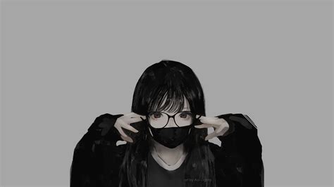 Aoi Ogata Glasses Monochrome Mask Anime Girls Anime 2560x1440
