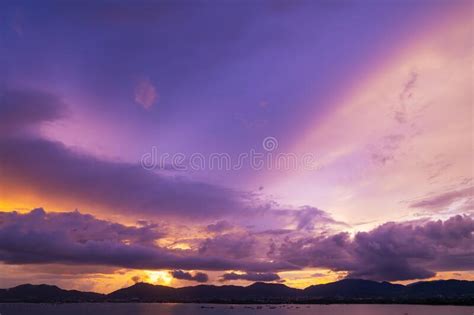 Dramatic Clouds In Sunset Or Sunrise Over The Mountains And The Sea Of