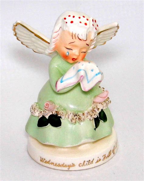 Vintage Napco Ceramic Angel Figurine Wednesdays Child Is Full Of Love
