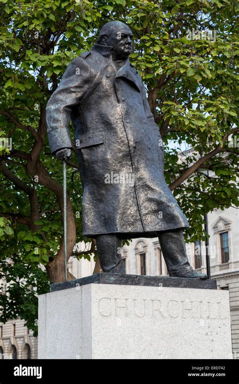 Uk England London Winston Churchill Statue Parliament Square Stock