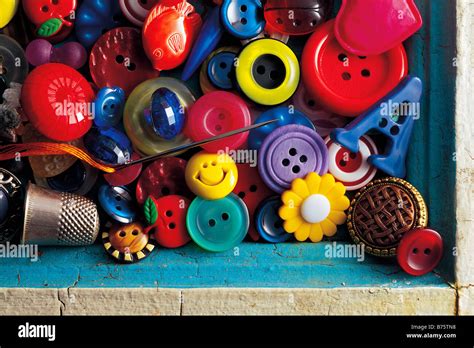 Close Up Of Assorted Buttons Stock Photo Alamy