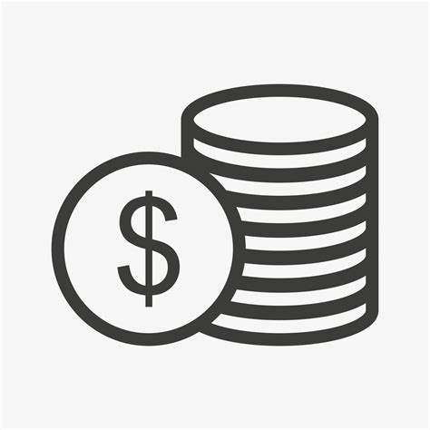 Dollar Icon Money Outline Vector Illustration Pile Of Coins Icon
