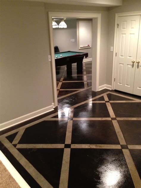Stained Concrete In Basement Man Cave With Bar Man Cave Ideas Sports