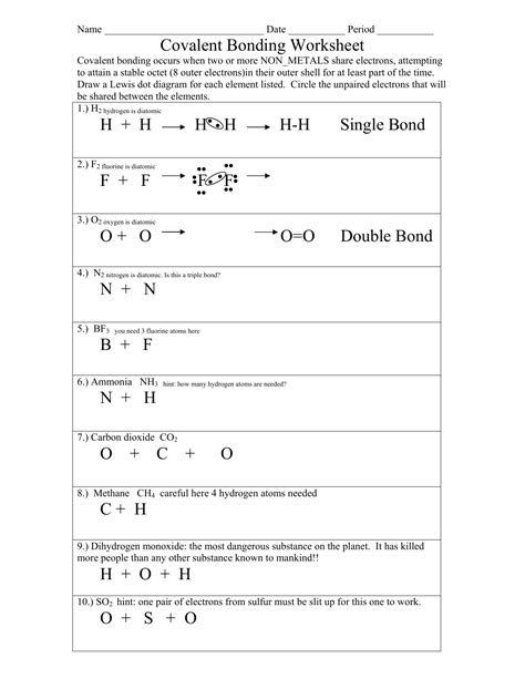 Https://tommynaija.com/worksheet/covalent Bonding Worksheet Pdf