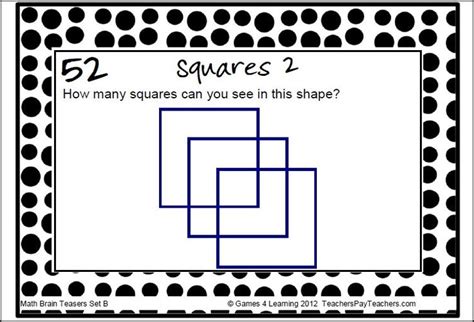 Fun Math Brain Teasers This Collection Of Printable Math Problems And