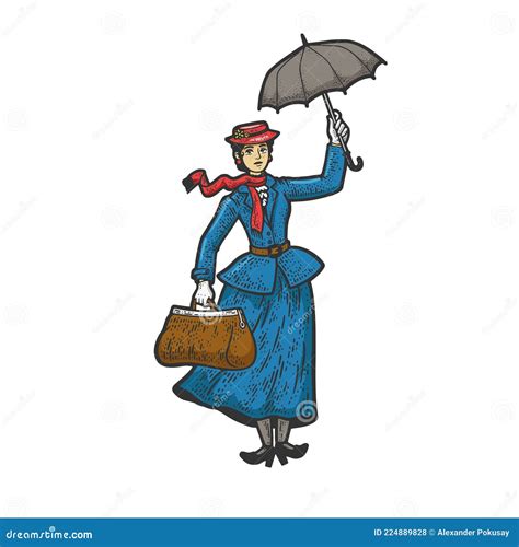 Mary Poppins Sketch Vector Illustration Stock Vector Illustration Of