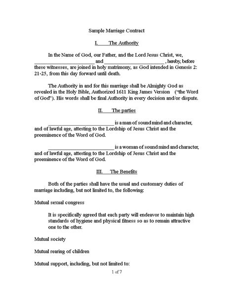 Marriage Contract Marriage Contract Template Doc Easy To Download And Use Doc Law