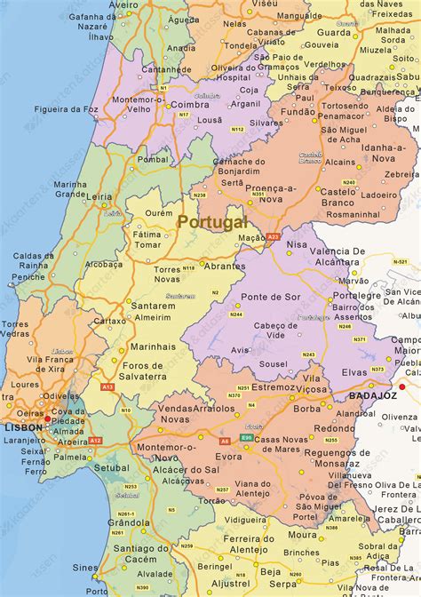 And by atlantic ocean in the south and west. Staatkundige landkaart Portugal 1460 | Kaarten en Atlassen.nl