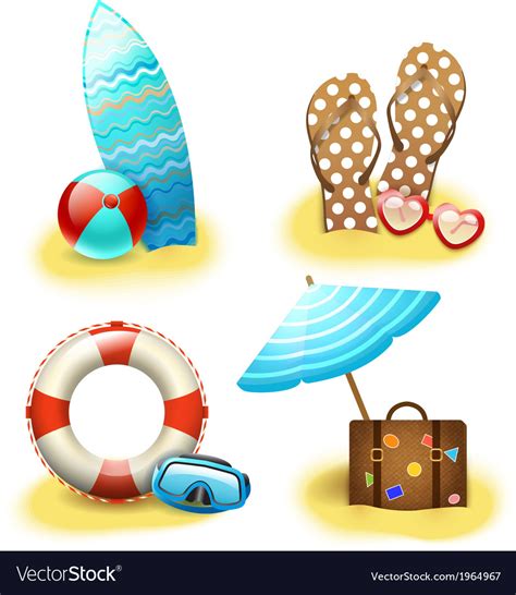Summer Holiday Vacation Accessories Collection Vector Image
