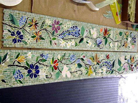 Mosaic Border Tiles In Floral Motifdesigner Glass Mosaics