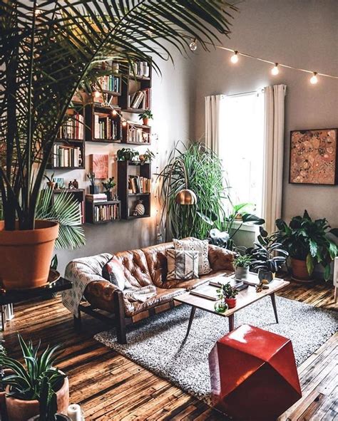 Gorgeous Boho Plant Filled Living Room House Interior Interior