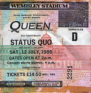 Get the queen setlist of the concert at wembley stadium, london, england on july 11, 1986 from the magic tour and other queen setlists for free on setlist.fm! QUEEN - LIVE AT WEMBLEY STADIUM 86