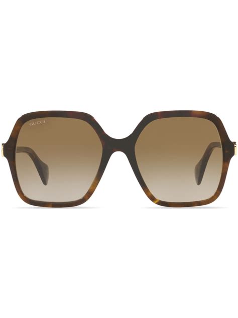 gucci eyewear tortoiseshell effect square frame sunglasses farfetch
