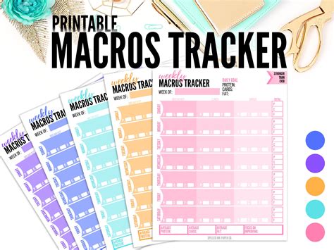 Printable Macros Tracker Printable Macros Log Nutrition Digital