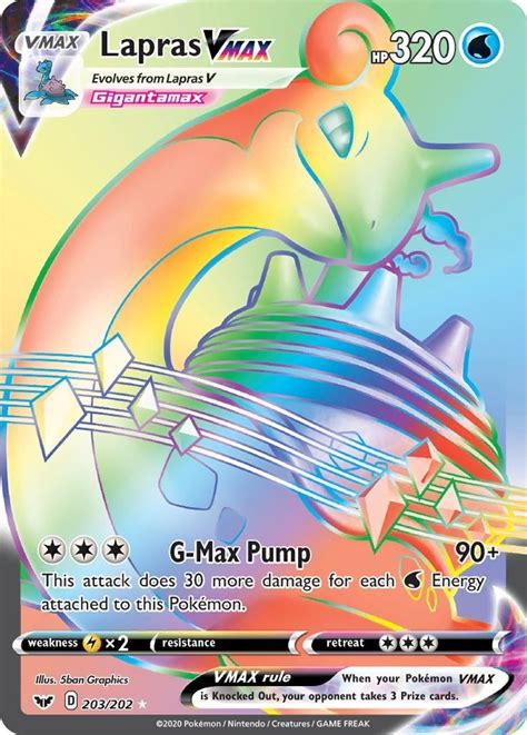 Lapras V 203202 Swsh Base Set Holo Hyper Rainbow Rare Full Art Pokemon