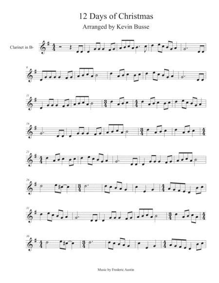 Twelve 12 Days Of Christmas Clarinet By Digital Sheet Music For