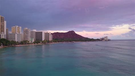 Aerial View Of Waikiki Beach And Diamond Head Crater Including The