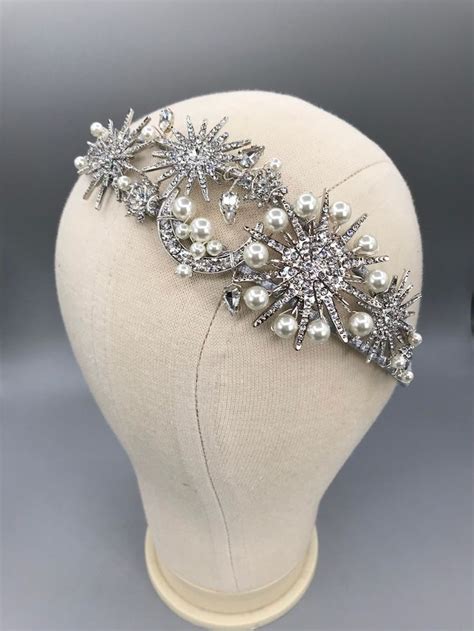 silver bridal star headband celestial star tiara gold star etsy uk star headband headband