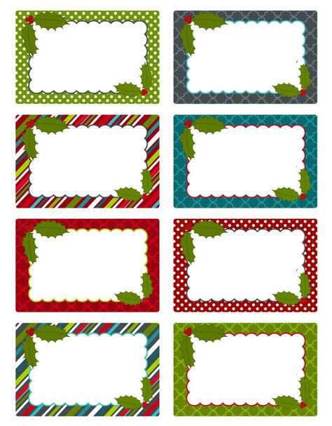 Christmas T Tags With Red Green And Blue Striped Designs On Them