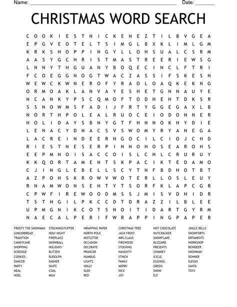 Christmas Word Search Wordmint