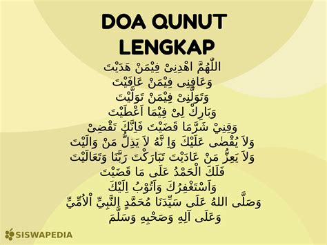 Teks Doa Qunut Pdf Lengkap Bahasa Arab Latin Dan