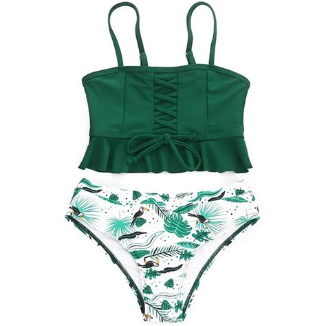 Girls Swimsuits Two Piece Ruffled Bikini High Waisted Bathing Suits