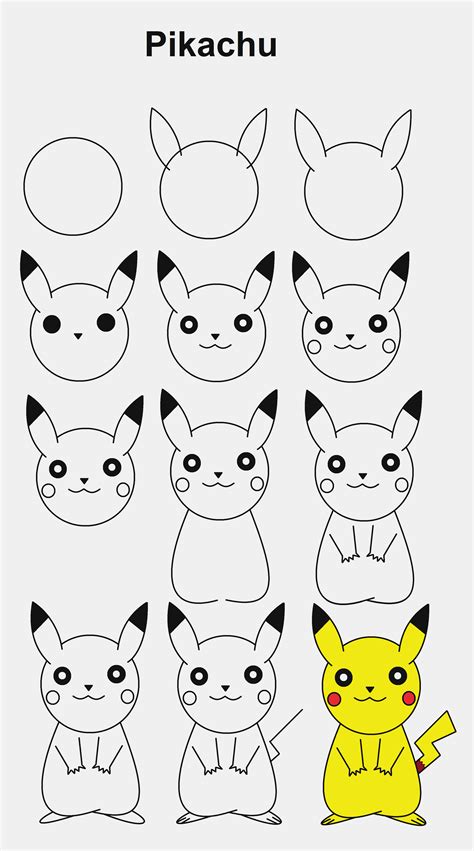 Pikachu Step By Step Tutorial Pikachu Stepbystep Tutorial Easy