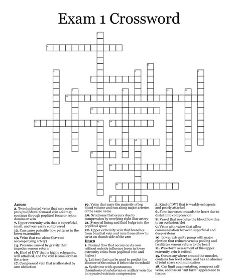 Exam 1 Crossword - WordMint