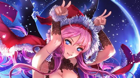 Anime Anime Girls Christmas Original Characters Pink