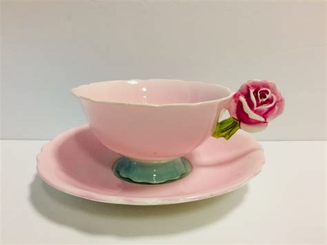 Rare Paragon Flower Handle Teacup And Saucerparagon Pink Rose Etsy