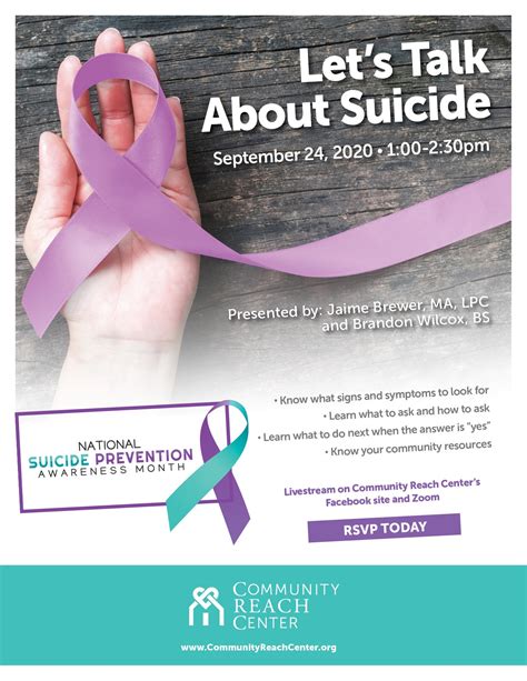 Community Reach Center | Suicide Prevention Month flyer