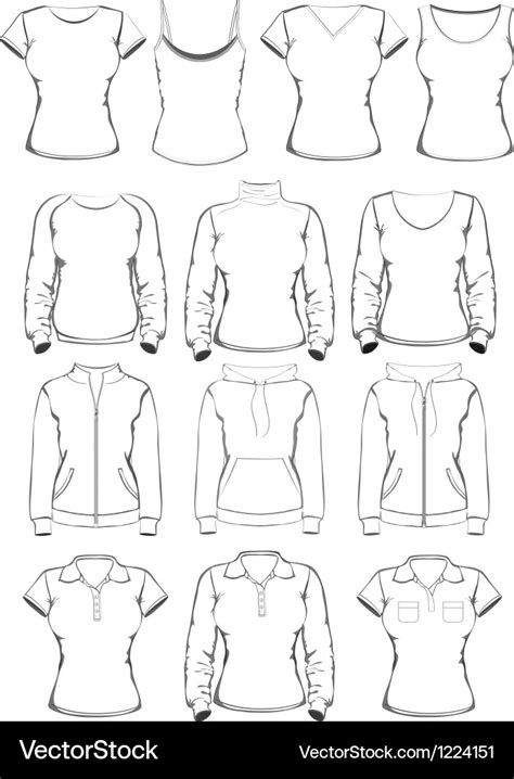 Collection Women Clothes Outline Templates Vector Image
