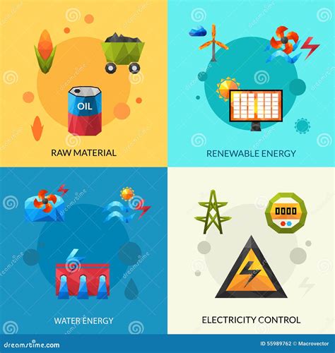 Energy Resources Icons Set Stock Vector Illustration Of Environment
